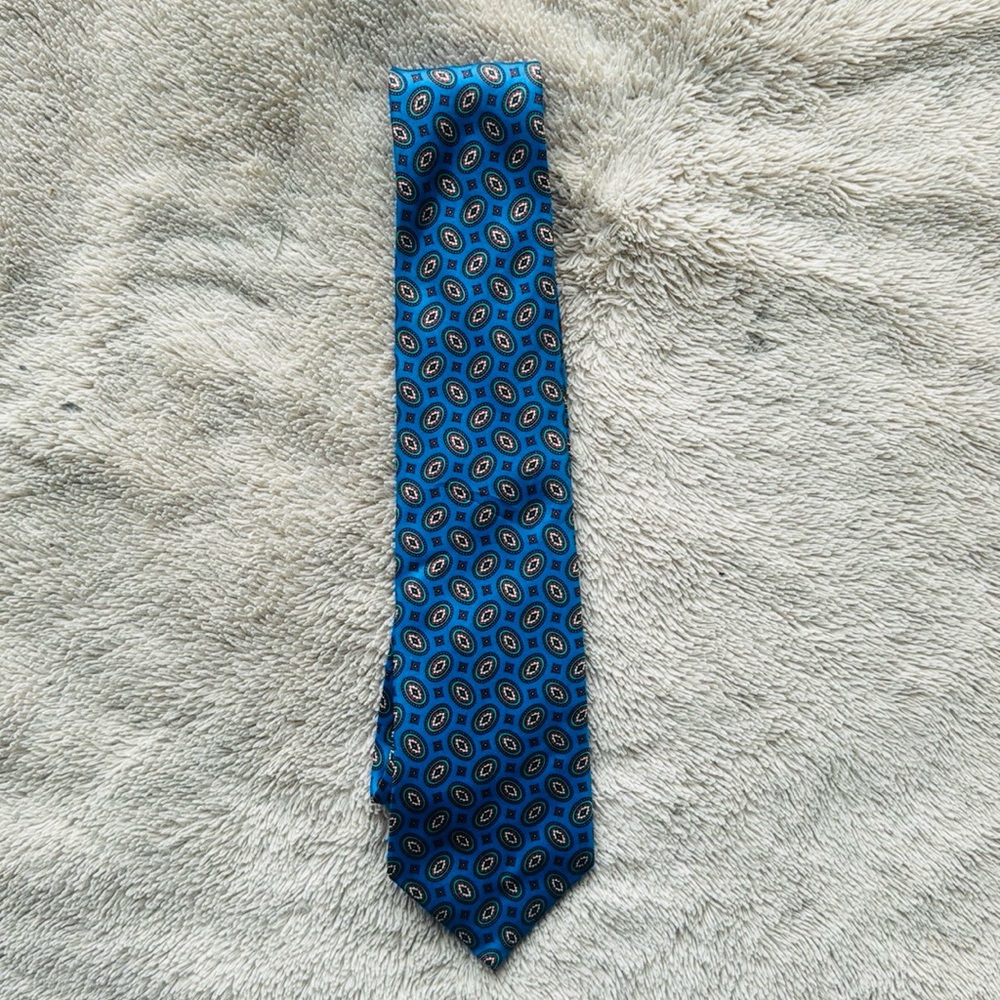 Burberry London vintage silk paisley tie blue